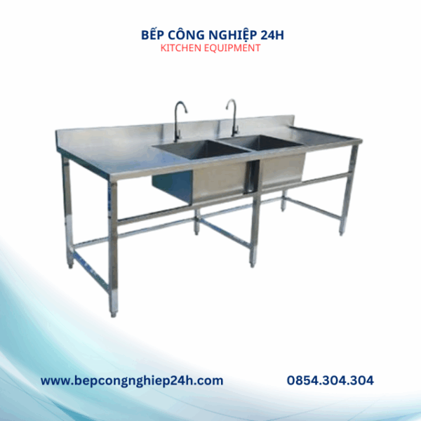 BỒN RỬA 2 HỘC LIỀN BÀN